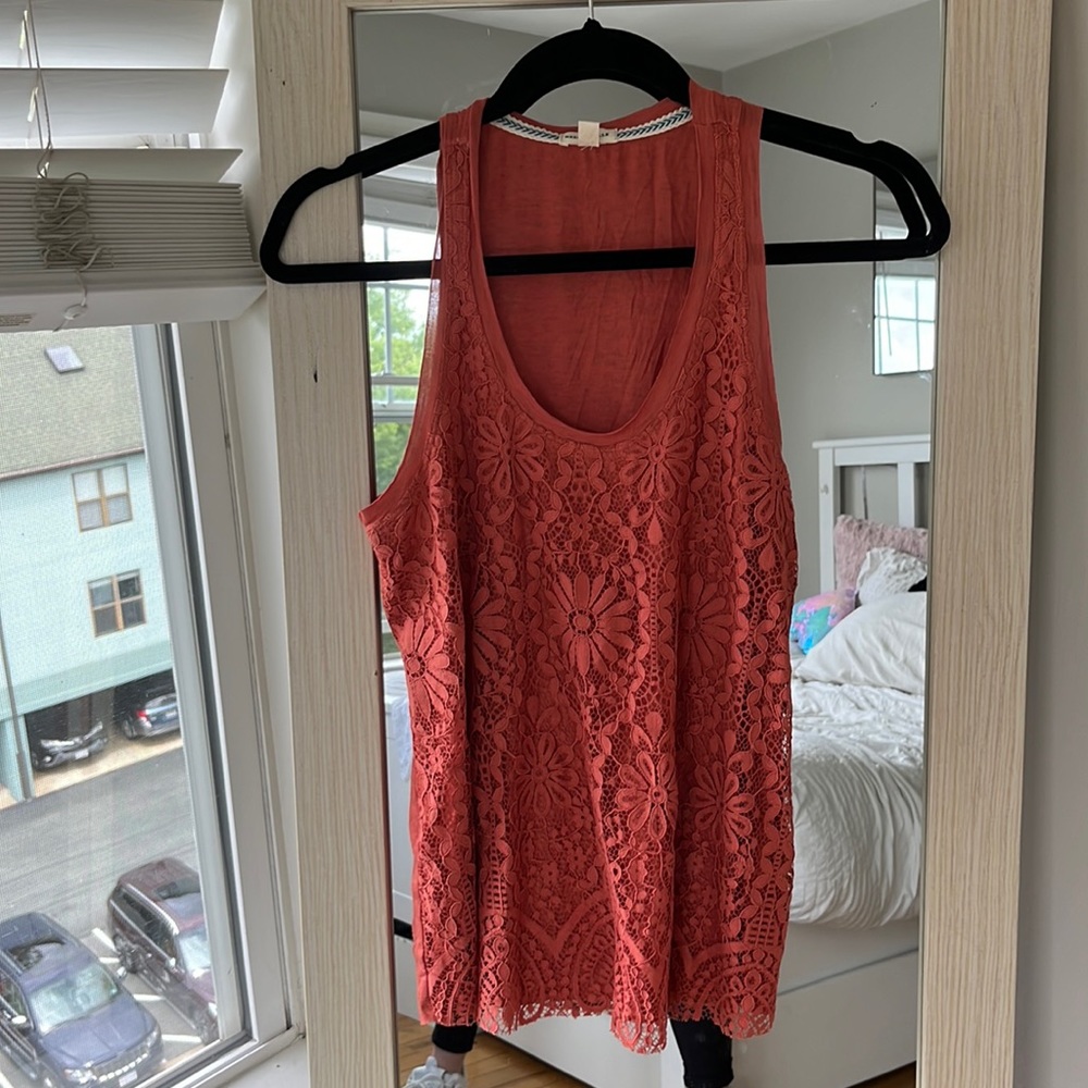 Sweet Orange Tank Top Summery Swishy Lace